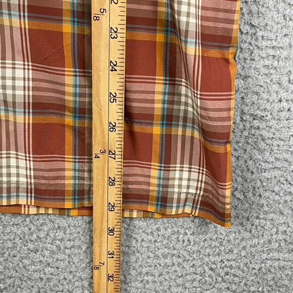 Kuhl Pearl Snap Button Shirt Men's Medium Orange Plaid Western Outdoors Work - Picture 8 of 11